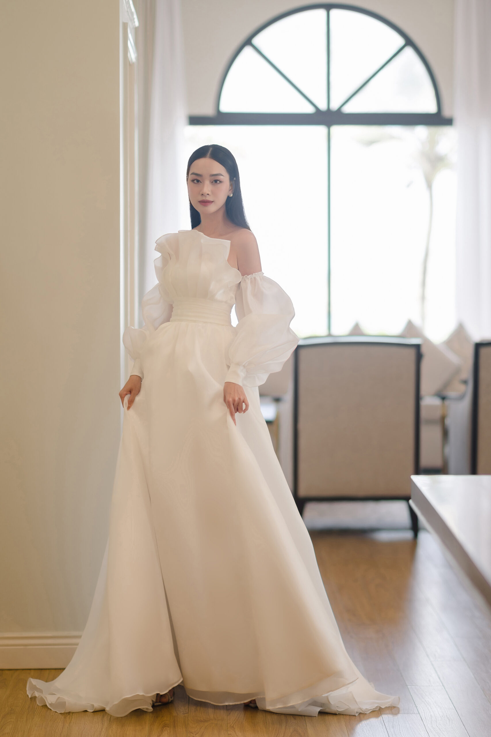 A-line Minimalist-style wedding dress