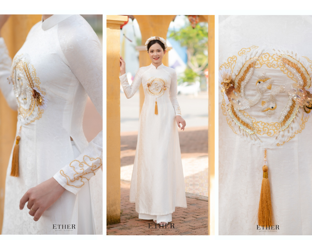 Silk Bridal Ao Dai, Custom Made Vietnamese Traditional Bridal Dress
